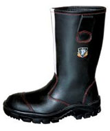 The Voelkl Leutnant is a firefighter boot with black full grain waterproof leather for a very reasonable price
